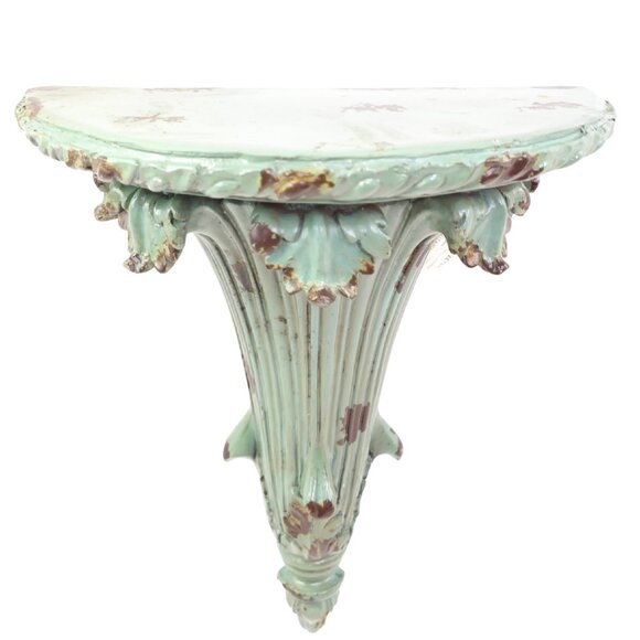 Hobby Lobby Dark Seafoam Color Distressed Rococo-Style Mounted Shelf - Picture 2 of 8